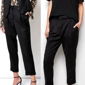 NWT! Nili Lotan 10 Slouchy $575 Virgin Wool Montana Dress Pants Pleated Black